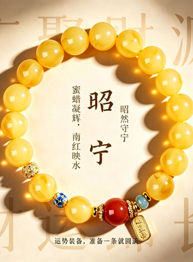【普陀山祝福】蜜蜡南红招财手串