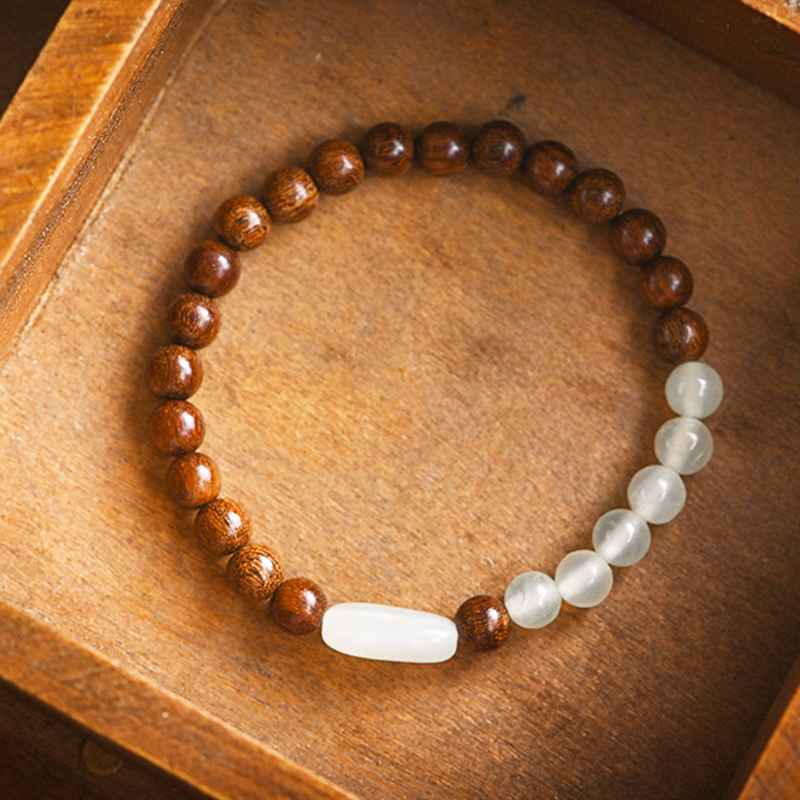 正宗金丝檀手链女高油老料和田玉佛珠文玩檀香木手串复古新中式男