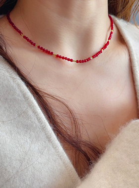 天然红玛瑙纯银高级感项链