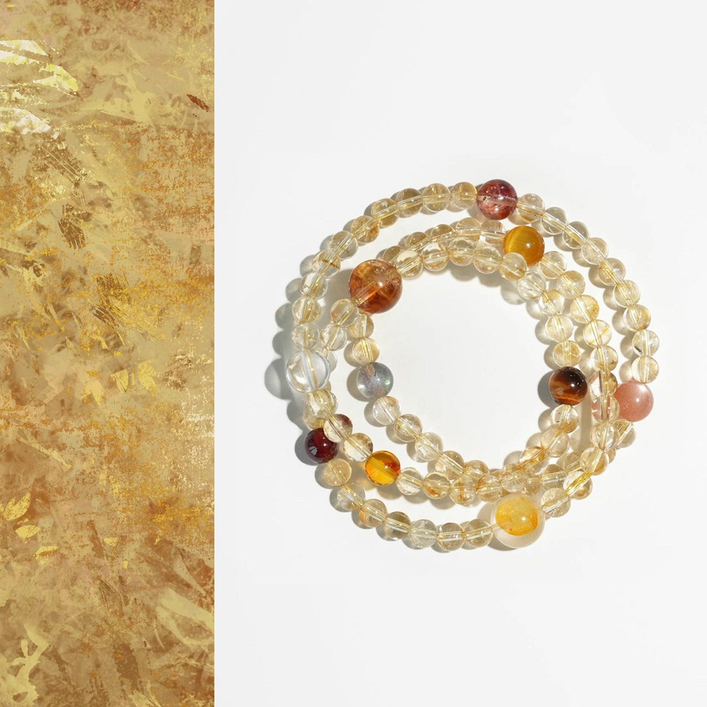 天然黄水晶手链轻奢小众精致多宝虎眼石招财聚财转运多圈手串女款