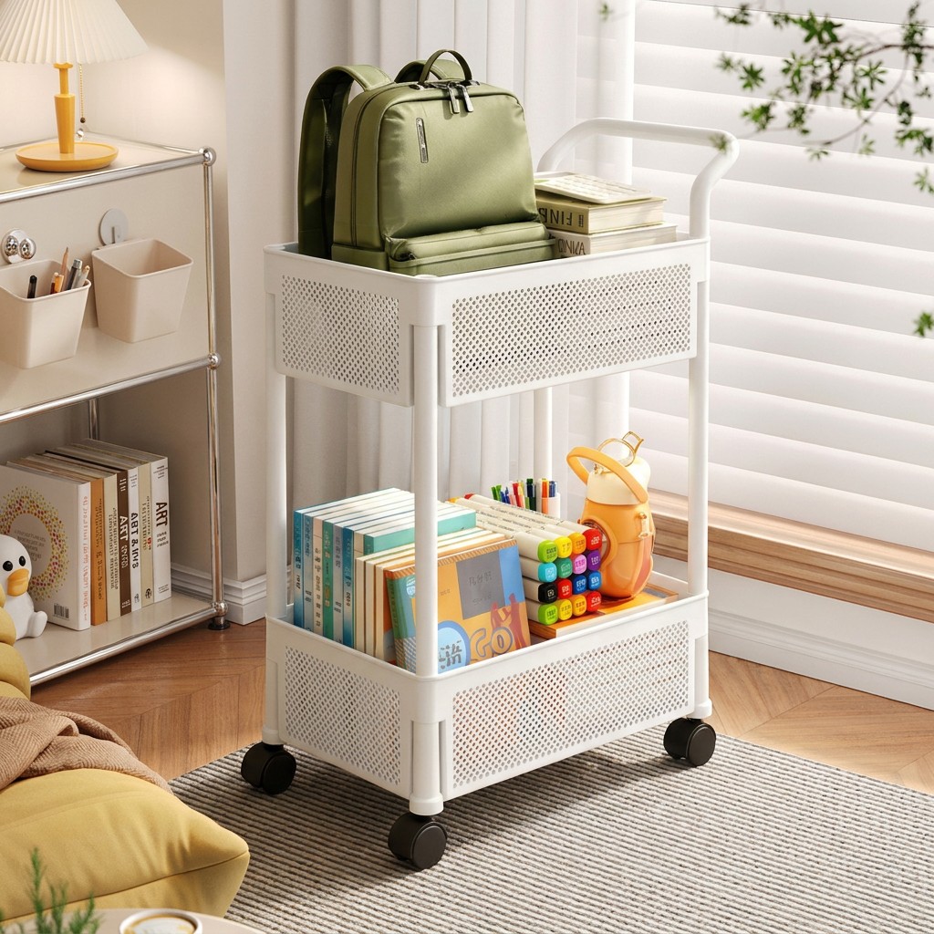 可移动多层落地小推车收纳架