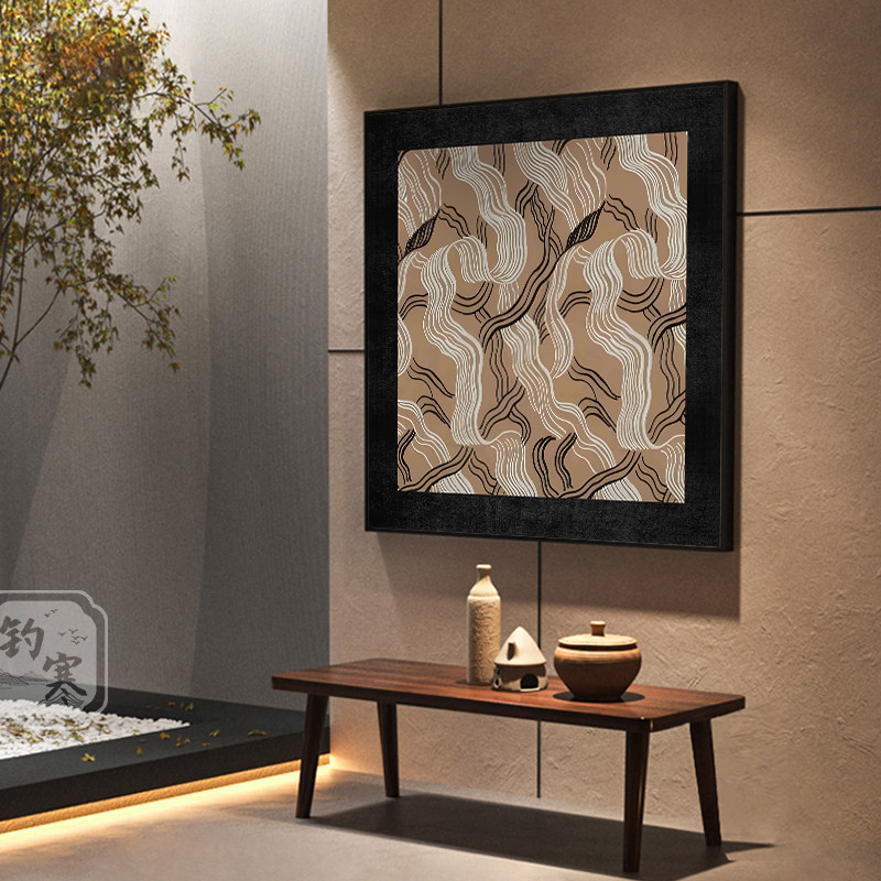 新中式茶室画客厅装饰画美式抽象线条沙发背景墙高档大气挂画壁画,家居饰品,现代装饰画,淘宝优惠券,粉丝福利购,淘宝优惠卷
