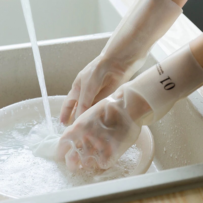 日本耐用型丁腈橡胶手套家务清洁家用厨房洗碗洗衣服防水胶皮透气