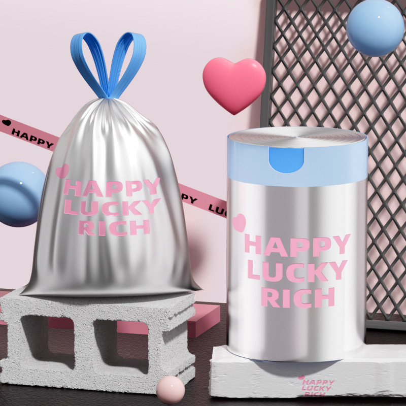 日本进口免撕垃圾袋抽绳家用加厚手提式厨房专用宿舍清洁塑料袋