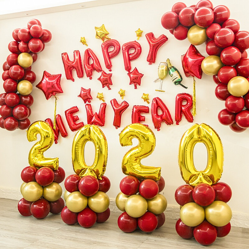 2020公司年会过年元旦春节幼儿园教室装饰品布置场景新年快乐气球