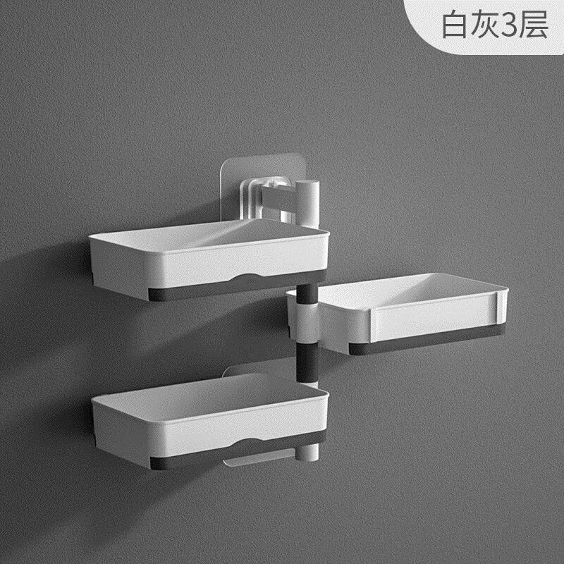 肥皂盒卫生间香皂置物架免打孔壁挂式沥水旋转多层放洗衣皂吸盘架