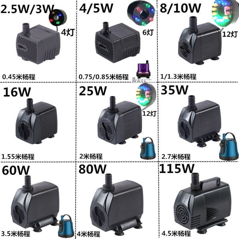鱼缸抽水泵小型乔迁2.5W家用水族箱8W实用过滤马达电源单泵园艺6W