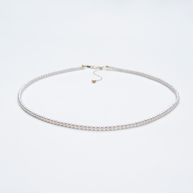 【】爱迪生珍珠G18K金白色珍珠项链3-4mm