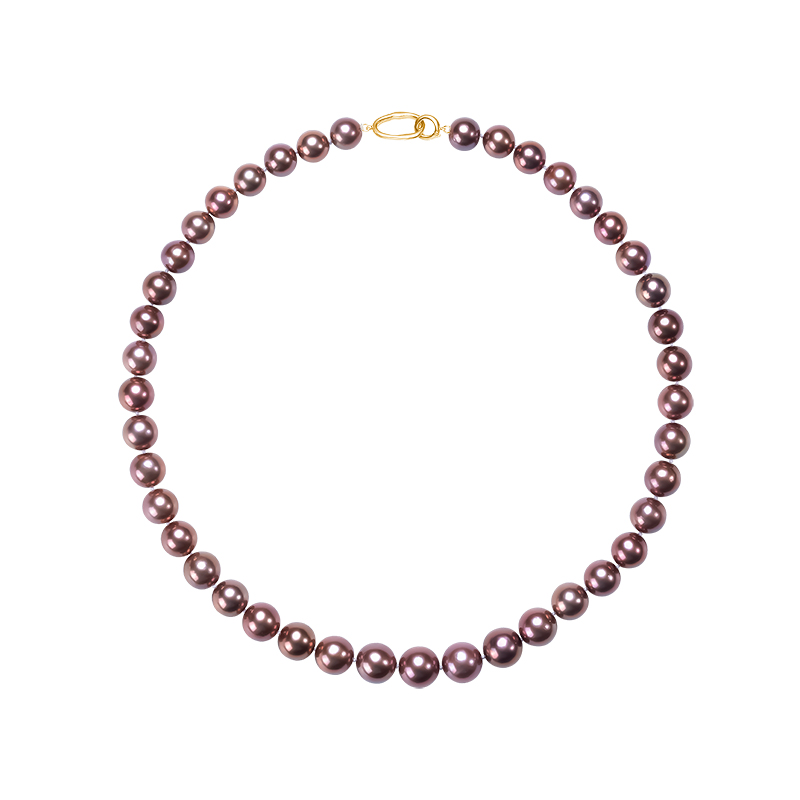 【】爱迪生珍珠银S925紫色珍珠项链9-13mm