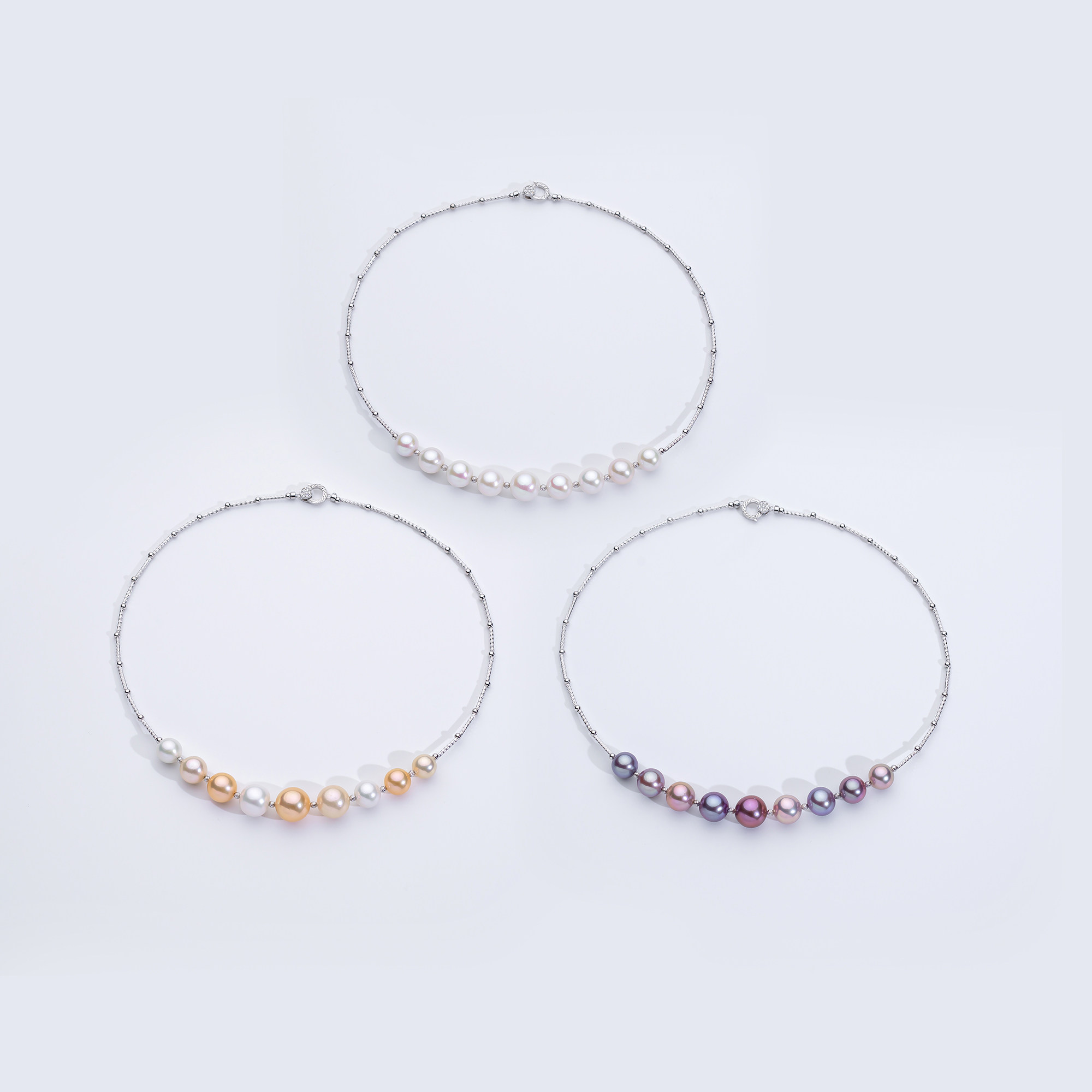 爱迪生珍珠项链正品天然淡水微笑锁骨链银S925珍珠项链9-12mm颈饰