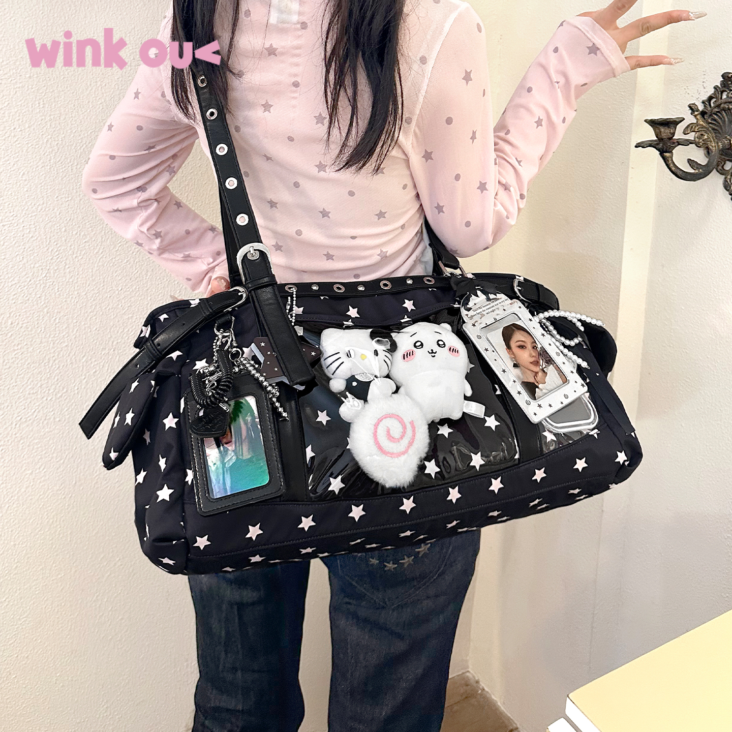 演唱会暗格痛包黑色斜挎包包