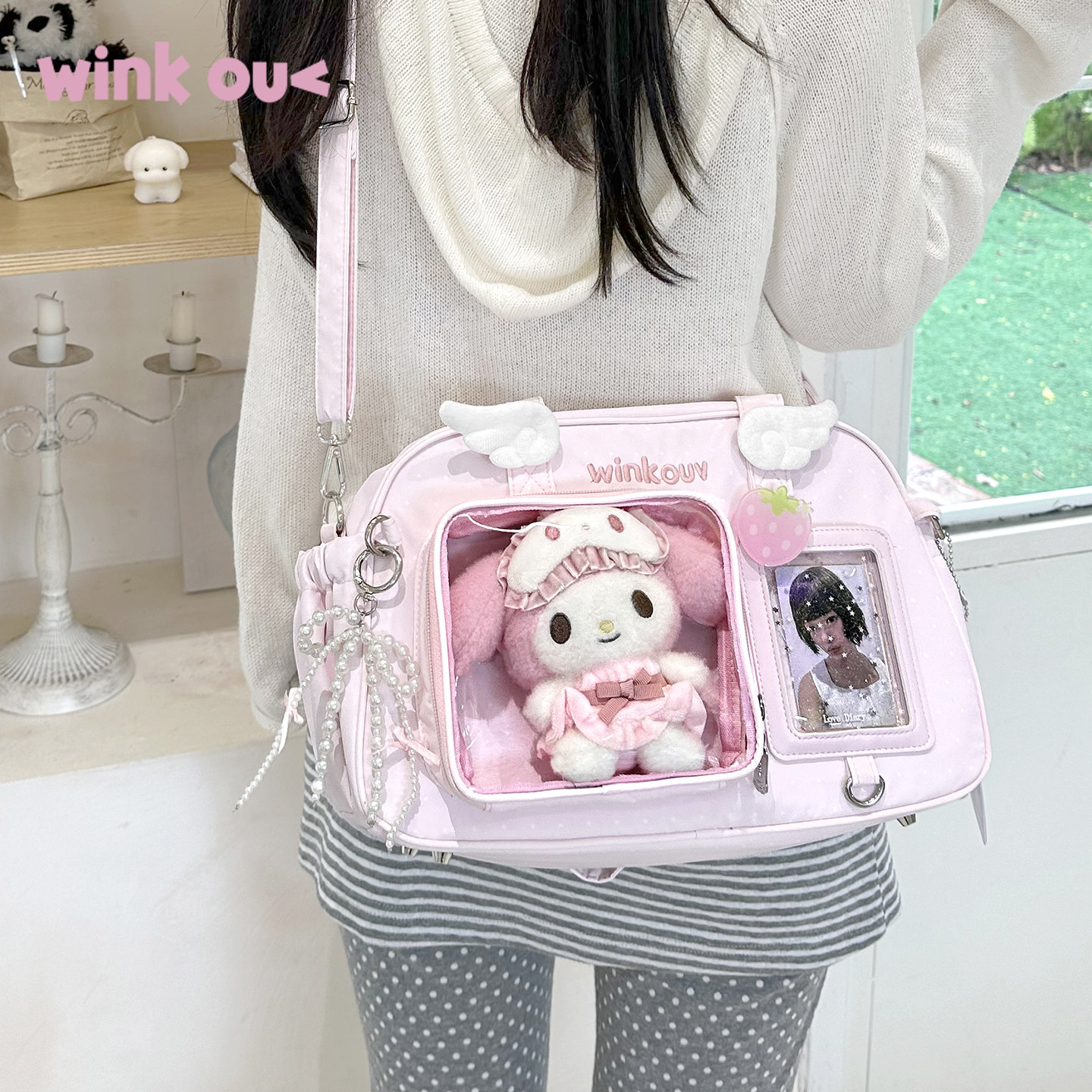 小食量日常款波点斜挎痛包娃包