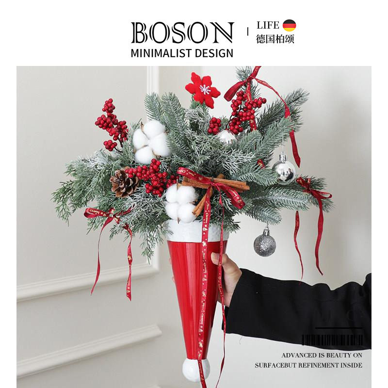 BOSON·Ding·花瓶圣诞帽子复古陶瓷中古高级感ins风摆件 | 叮当