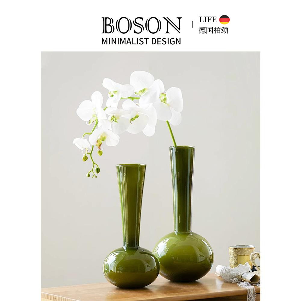 BOSON·Rinspeed·花瓶中古琉璃插花器高级感绿色摆件桌面 | 云碧