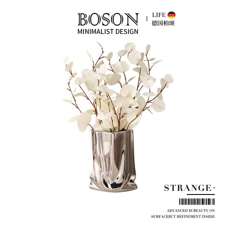 BOSON·Strange·电镀银花瓶摆件高级感轻奢客厅餐桌卧室 | 陌歌