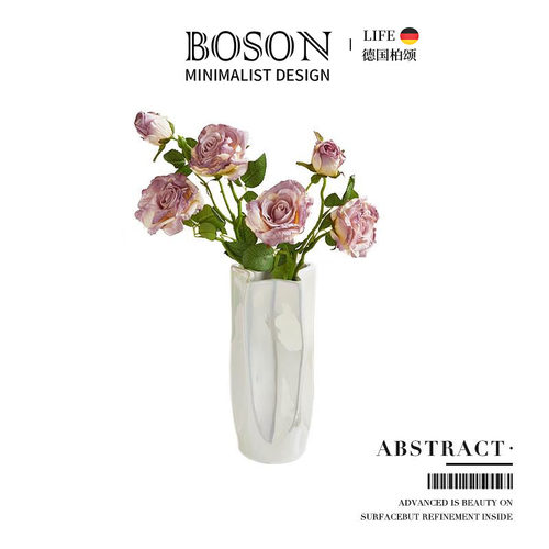 BOSON·Abstract·花瓶曲面轻奢陶瓷插花装饰创意客厅摆件 | 抽象
