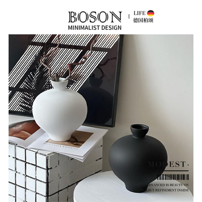 BOSON·Modest·花瓶陶瓷桌面插花摆件高级感小众创意客厅 | 谦和