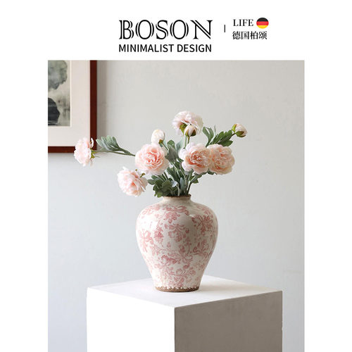 BOSON·Enron·花瓶中式青花瓷烧制冰裂纹陶瓷客厅玄关装饰 |安然