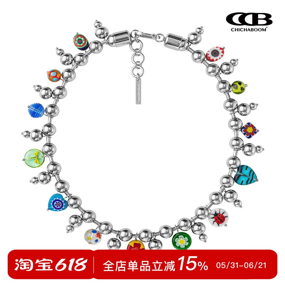 CHICHABOOM大号花色琉璃挂坠项链