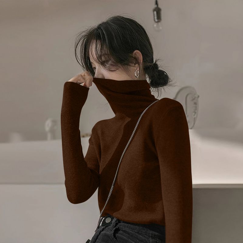 秋冬美拉德打底衫女慵懒风修身显瘦保暖长袖T恤大码内搭外穿上衣