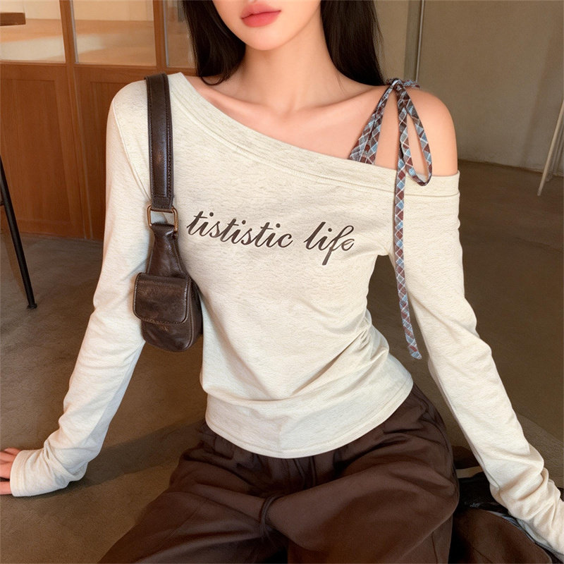 露肩设计感假两件上衣女2026新款显瘦大码印花T恤短款遮肉打底衫,女装/女士精品,T恤,淘宝优惠券,粉丝福利购,淘宝优惠卷