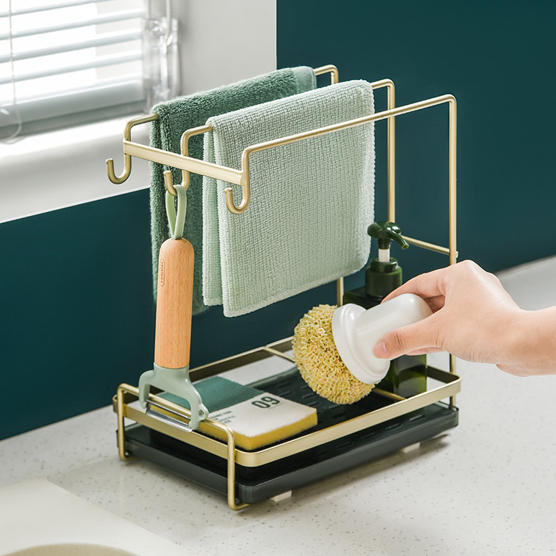 厨房抹布沥水架毛巾架置物架专用收纳置物架多功能沥水篮卫生间