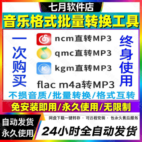 音频视频格式转换ncm kgm flac qmc m4a kwm mp4转mp3音乐转换器