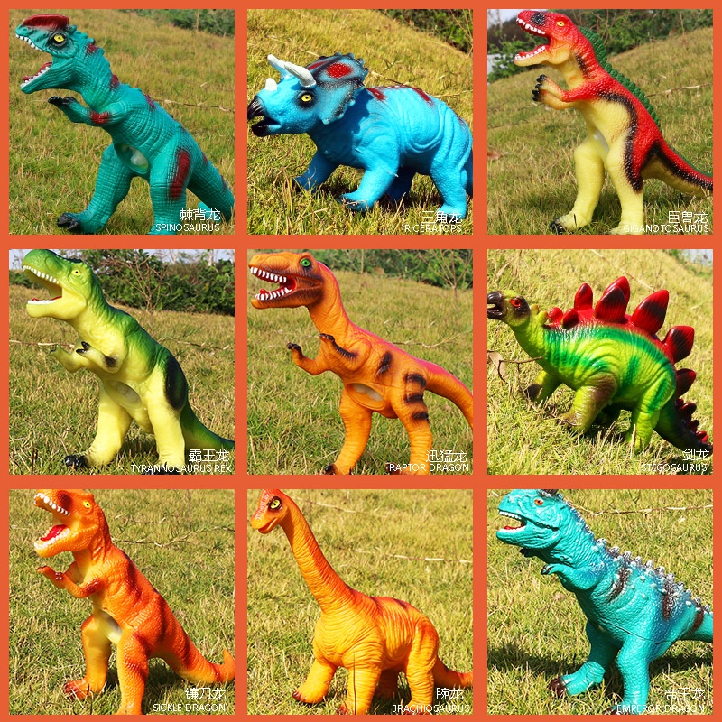 恐龙玩具软胶仿真动物模型中号霸龙30cm搪胶三角龙玩具厂家