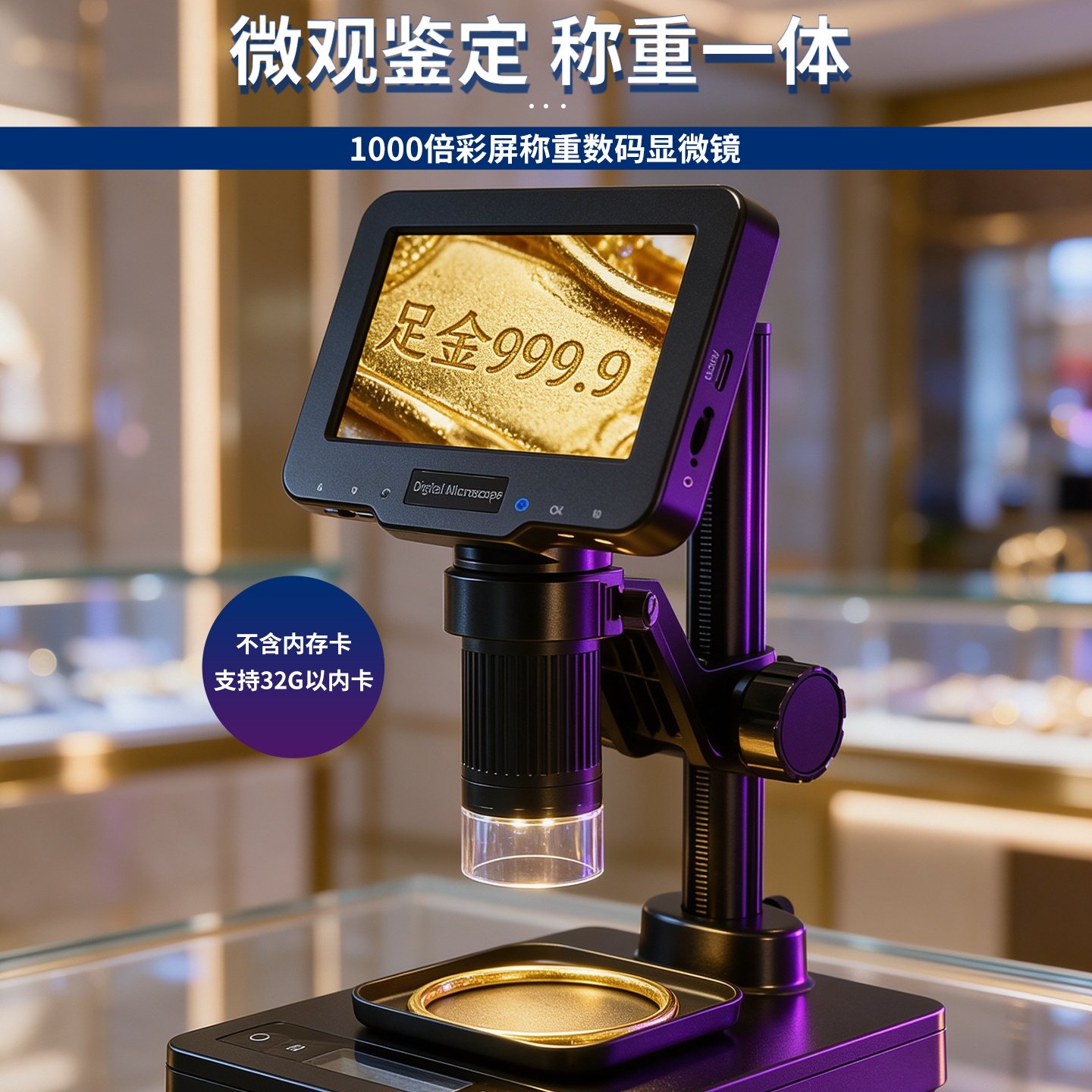 拜斯特高清数码放大镜4.3寸黄金维修专业古玉鉴定多功能电子称