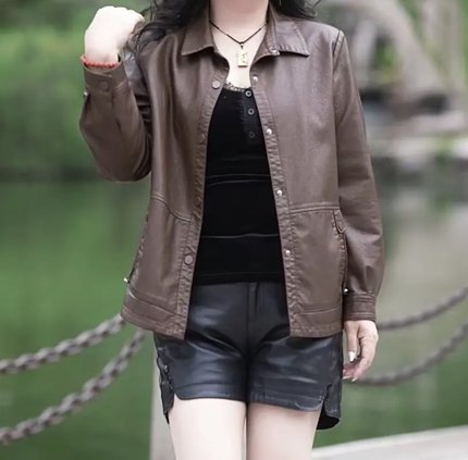中年女士短款皮衣2022新款秋冬装妈妈大码加棉皮夹克洋气pu皮外套