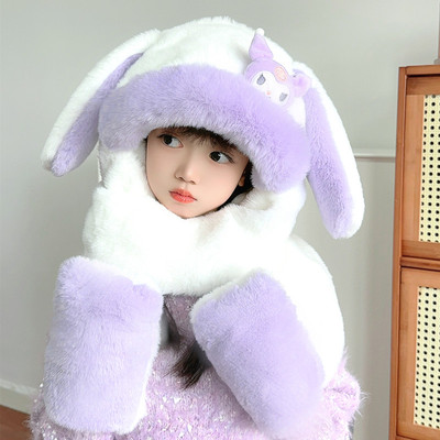 耳朵会动库罗米保暖防寒毛绒帽厚