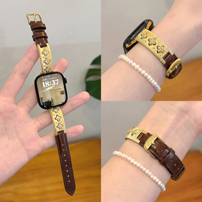 适用iWatch布契拉提手镯拼皮表带