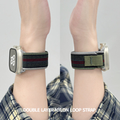 运动尼龙野径回环表带applewatchS11 10魔术贴透气回环iwatch9 适用苹果手表ultra新款 6舒适编织腕带男女