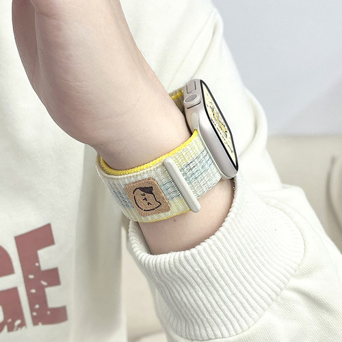 适用iwatch猫咪尼龙回环表带