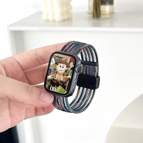 适用iWatch双节磁吸透气尼龙表带