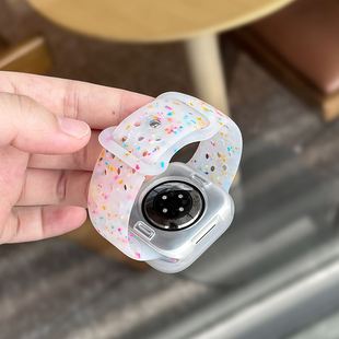 se新液态硅胶果冻蝴蝶扣透气苹果手表夏Ultra运动表带 适用applewatch彩点洞洞硅胶表带iWatchS10