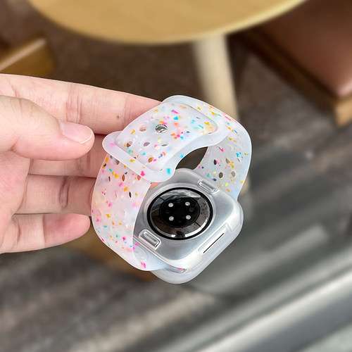适用iWatch果冻彩点液态硅胶表带