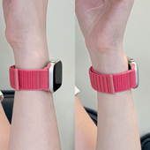 适用苹果手表S11 SE简约透气腕带 10原野山地纹尼龙回环表带applewatch魔术贴编织ultra运动款 iwatch9
