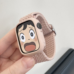 se官方款 调节尼龙可调节表带苹果手表S11春樱色表带滑扣男女 适用applewatchS10编织单圈表带iwatch9