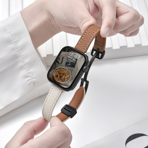 适用iWatch磁吸荔枝纹细款表带