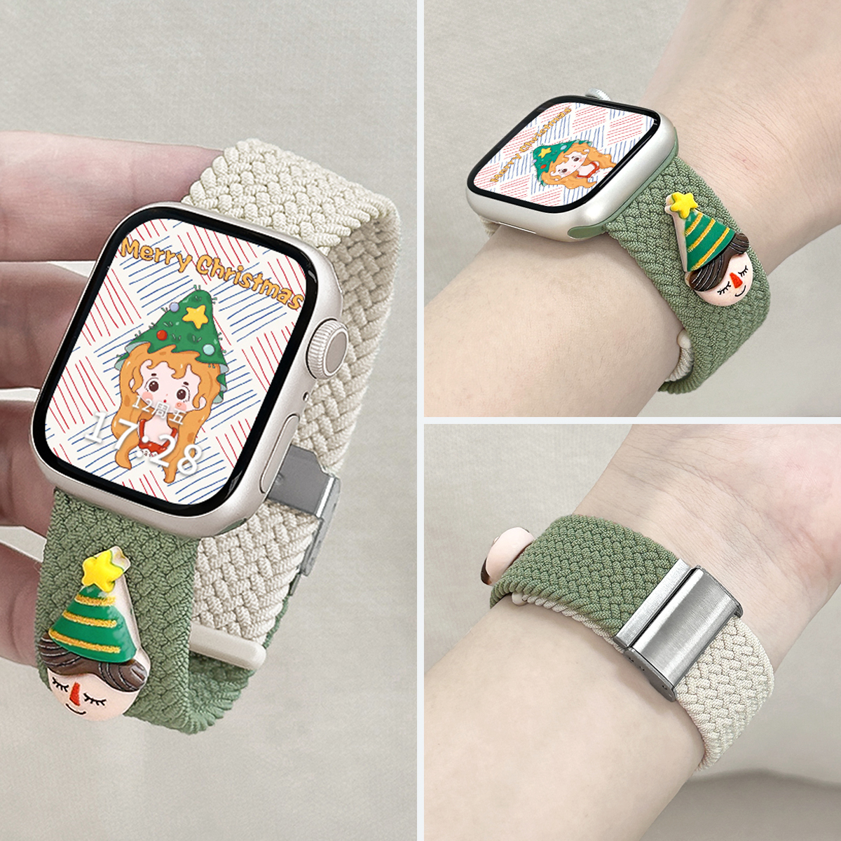 适用iWatch小丑涂鸦编织尼表带