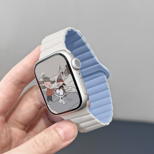 适用iWatch撞色硅胶磁吸表带