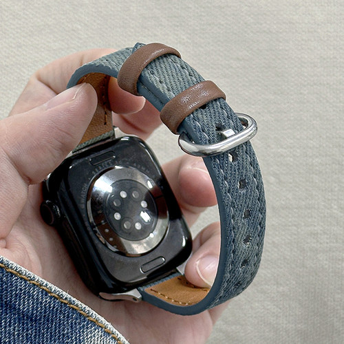 适用iWatch牛仔皮小蛮腰表带
