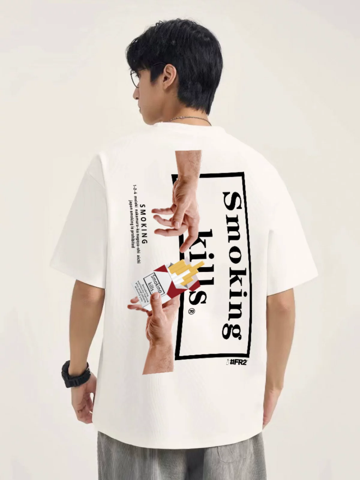 #FR2 我能抽支烟吗？Can I bum a smoke？男女圆领宽松短袖T恤潮