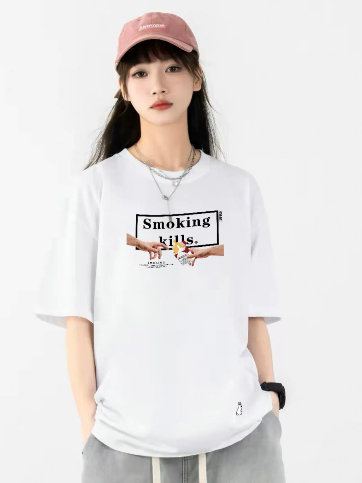 #FR2 我能抽支烟吗？Can I bum a smoke？男女圆领宽松短袖T恤潮