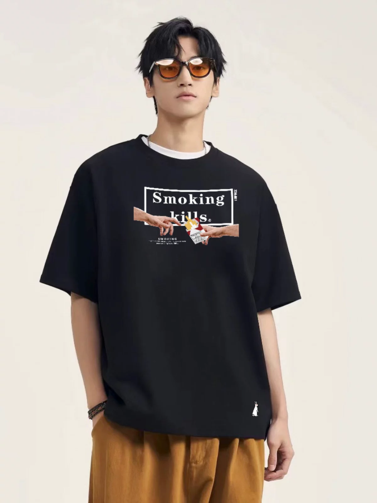 #FR2 我能抽支烟吗？Can I bum a smoke？男女圆领宽松短袖T恤潮