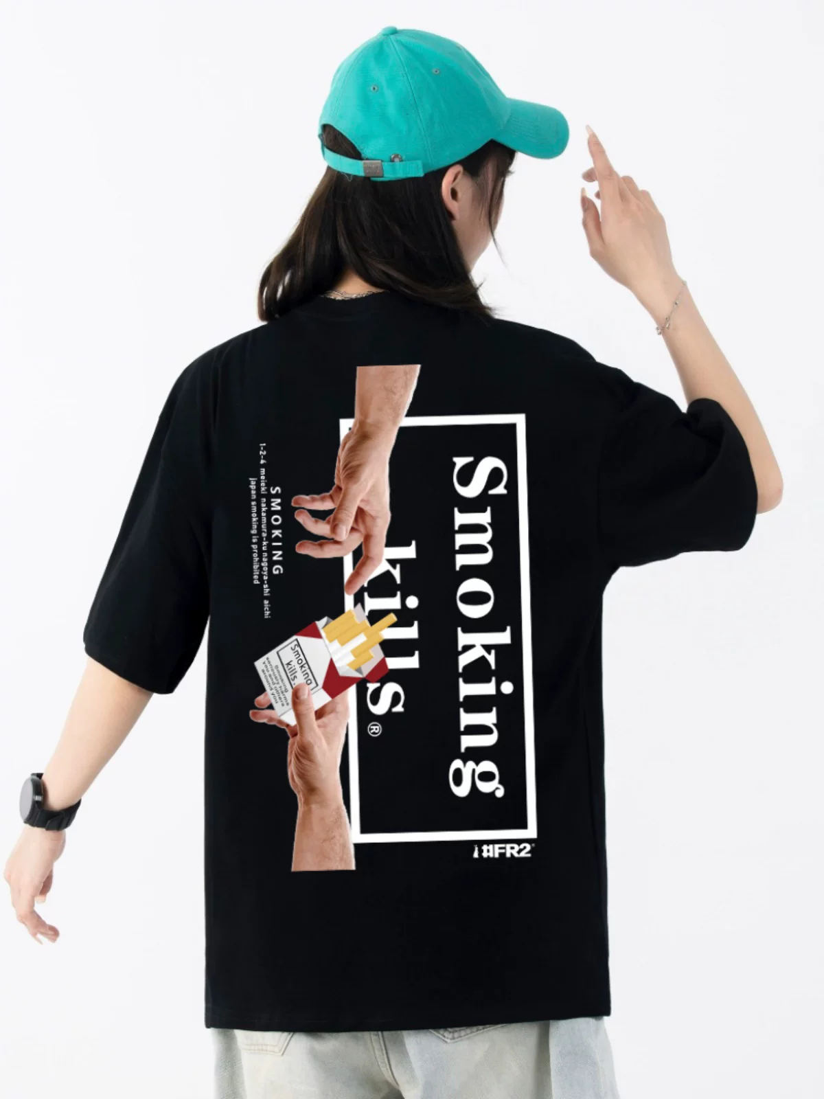 #FR2 我能抽支烟吗？Can I bum a smoke？男女圆领宽松短袖T恤潮