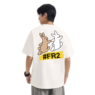 #FR2頭狂 Fxxking Rabbits 新款LOGO男女青春纯棉宽松短袖T恤