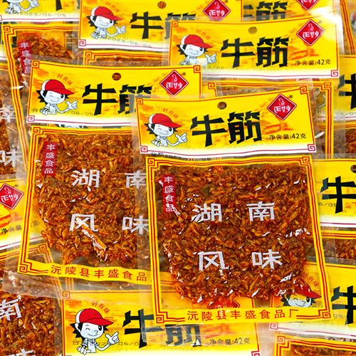 正妙牛筋大王牛板筋42g湖南牛板筋零食小包校园童年大麻辣特产