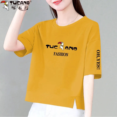 啄木鸟纯棉短袖T恤女薄款